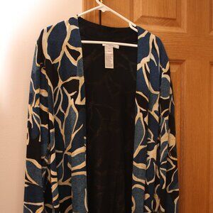 Chico's Abstract Navy Cardigan Size 3 US XL